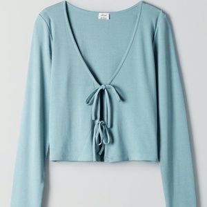 wilfred only tie-front long sleeve blue